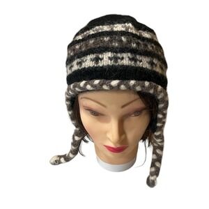 Turtle Fur Adult One Size Nepal Wool Tyler Earflaps Knit Hat Ski Fleece Lined